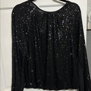 Torrid Black Sequin Blouse Sz 1